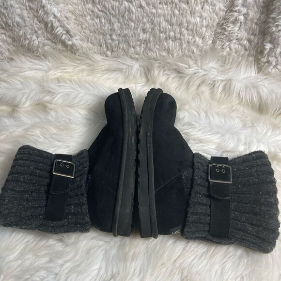 UGG Australia Cambridge 1003175 leather Suede black Knit top Buckle Boots SZ8 - Picture 8 of 13